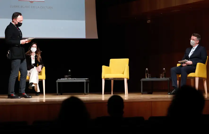 Sílvia Riva i Xavier Espot van presentar al març el Llibre Blanc de la Cultura, del qual penja el Pla estratègic.