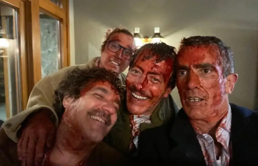 Cartes, Vilella, Casamajor i Llauradó, al rodatge del clip de ‘All the Pretty Little Horses’, dissabte.