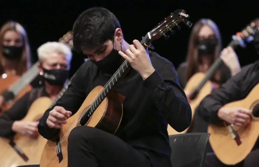 L’Orquestra de Guitarres de Barcelona, en el concert de l’any passat al Centre de Congressos de la capital.