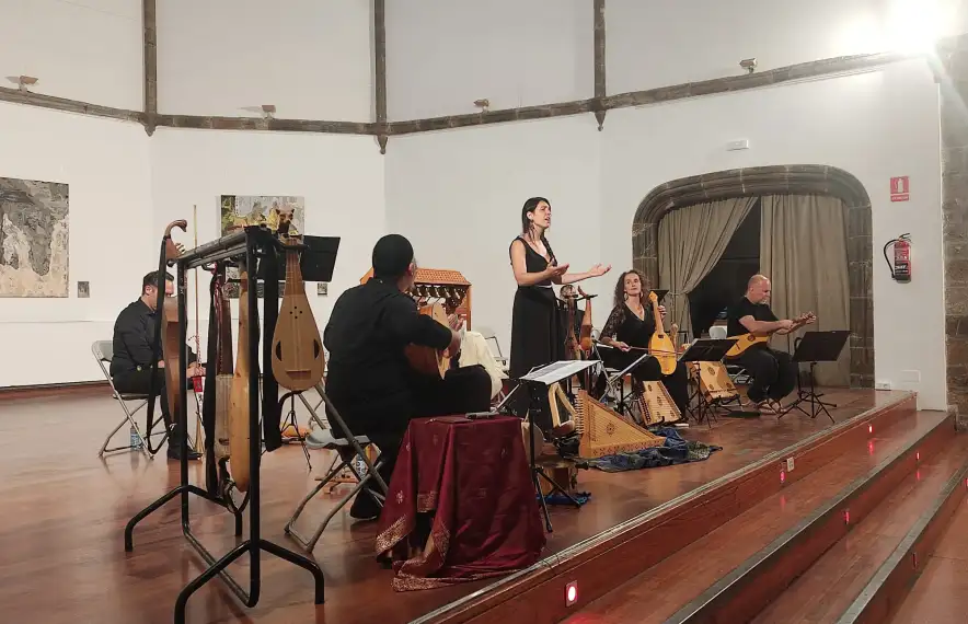 Un moment de l'actuació a la sala Sant Domènech a la Seu d'Urgell.