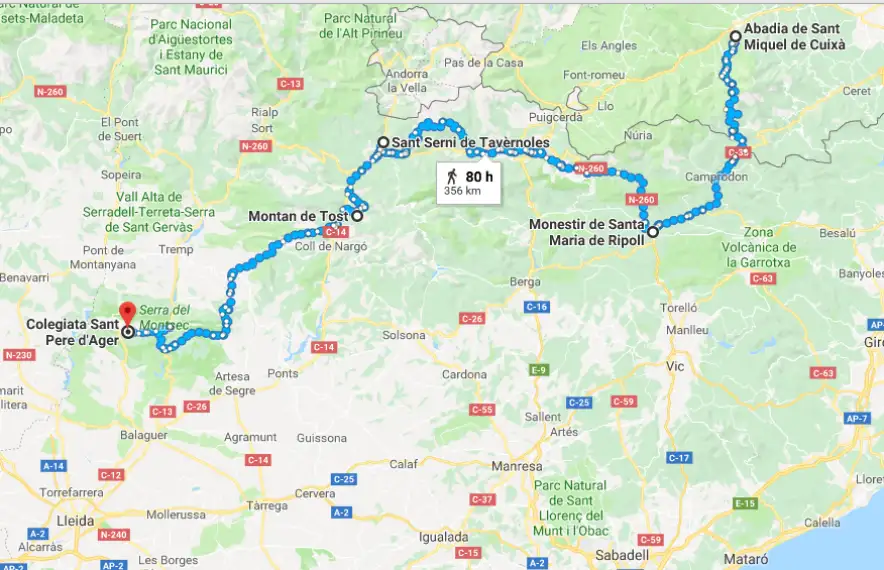 Itinerari Oliba-Mir, des de Sant Miquel de Cuixà, a la comarca francesa del Conflent fins a Sant Pere d’Ager, a la Noguera.