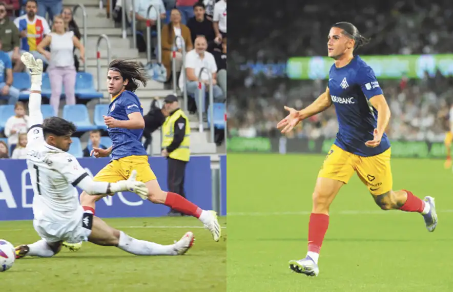 Álex Calvo, quasi bé dos anys del seu primer gol amb l'FC Andorra.