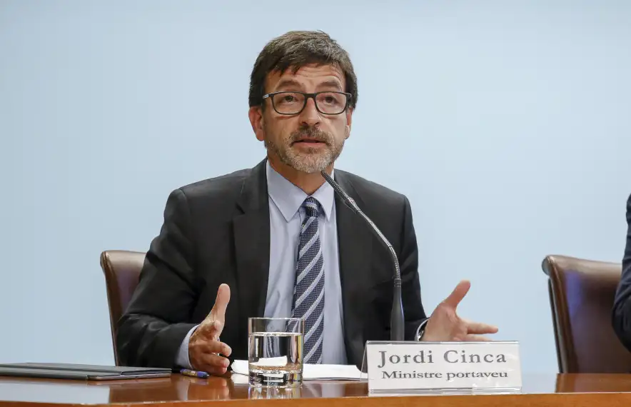 El ministre portaveu, Jordi Cinca, en la roda de premsa de consell de ministres, ahir.