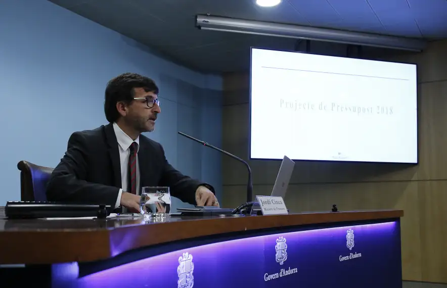 El titular de Finances, Jordi Cinca, en la presentació dels comptes per a l’exercici 2018.