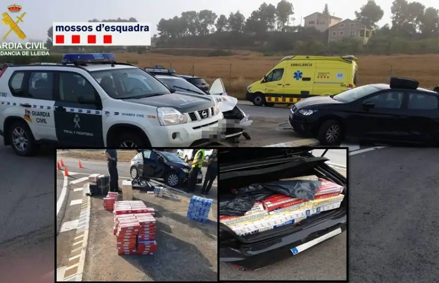 El vehicle i el tabac comissat pels agents de la guàrdia civil.