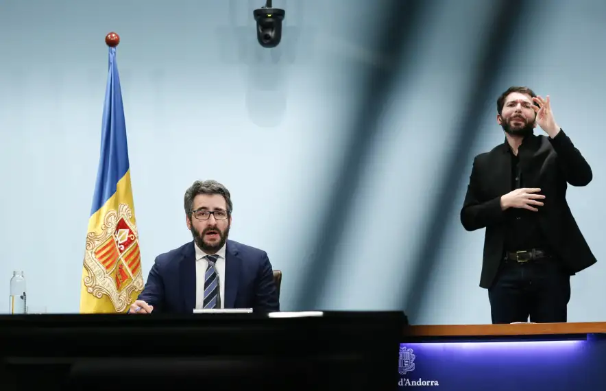 El ministre de Finances i portaveu de l’executiu, Eric Jover, en la compareixença d’ahir al vespre.