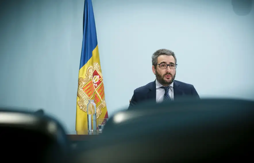 El ministre portaveu, Eric Jover, en la compareixença d'aquesta tarda.