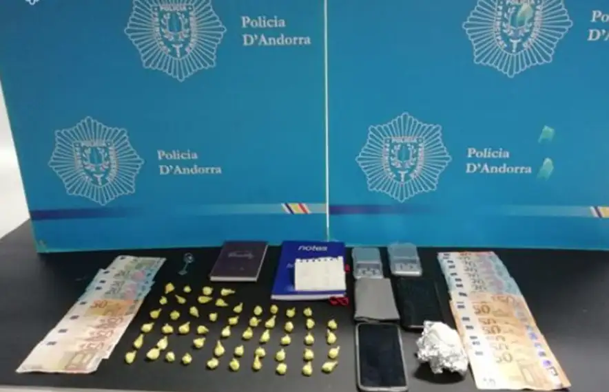 Els diners, la cocaïna i altre material intervingut per la policia.