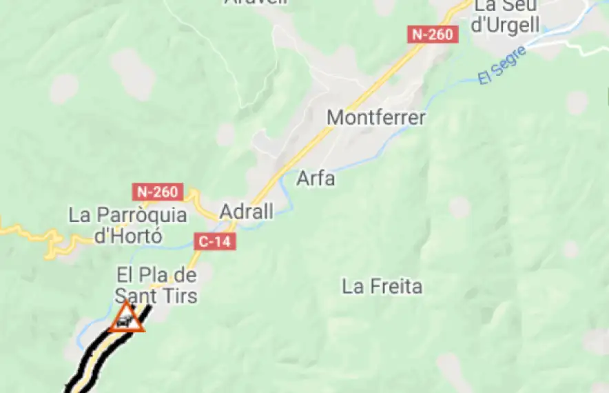 Mapa amb el punt on s'ha produït el sinistre