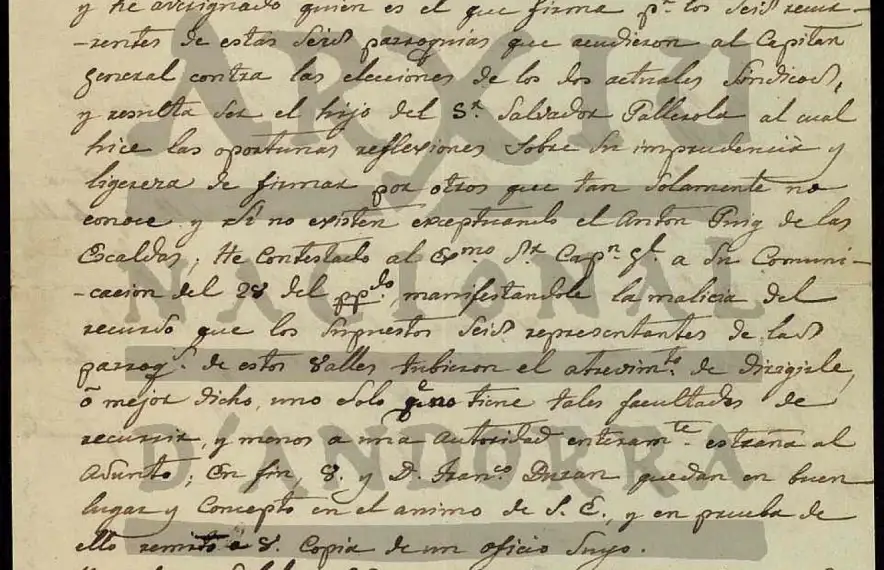 Carta de Bonifacio Ulrich al síndic general, Gil Areny, datada el febrer del 1842.