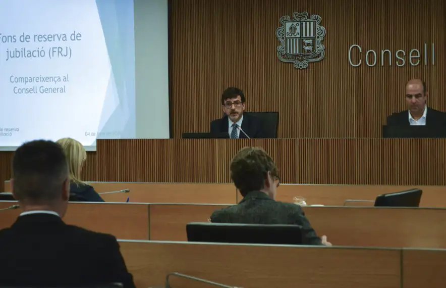 El president de la comissió gestora del Fons de reserva de jubilació, Jordi Cinca, en la darrera compareixença al Consell General.