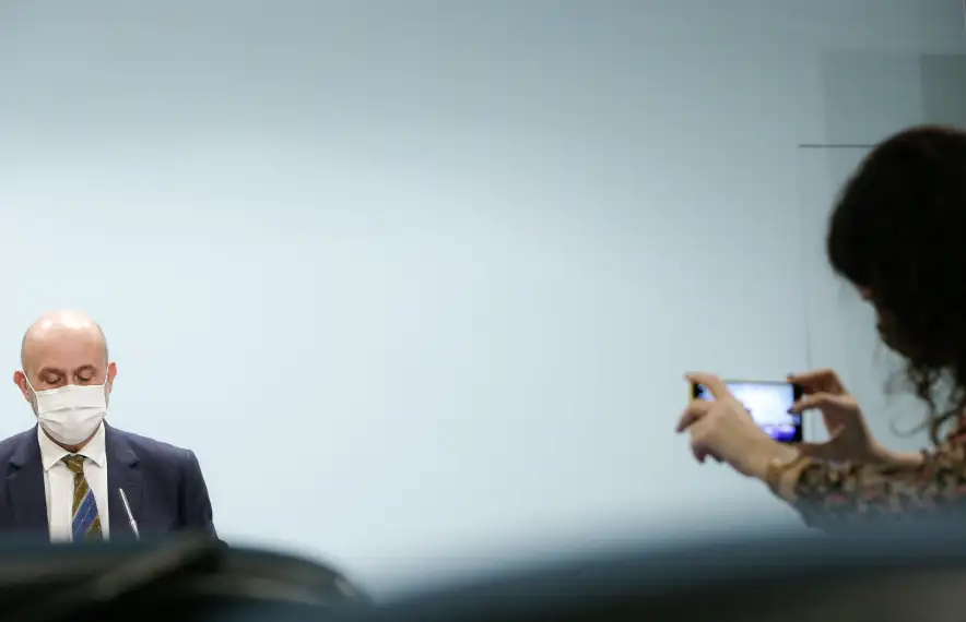 El ministre de Salut, Joan Martínez Benazet, en la roda de premsa d'aquest migdia.