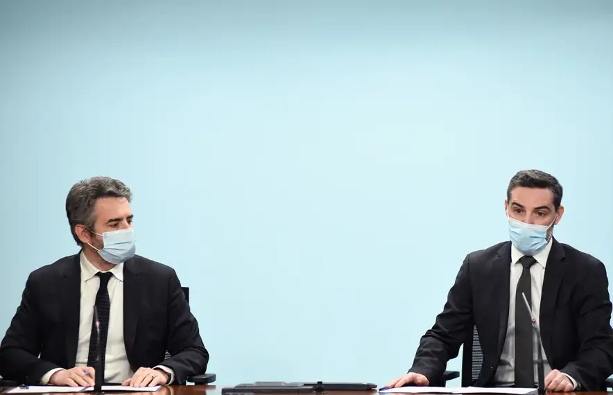 El ministre de Finances, Eric Jover, i el secretari d'Estat d'Afers Financers Internacionals, Marc Ballestà.