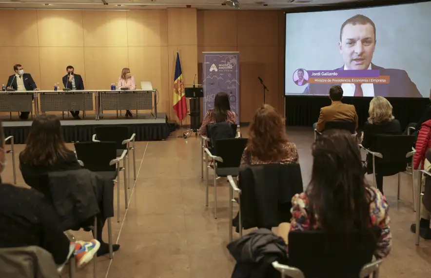 Un moment de la presentació del Pla estratègic dels esports electrònics aquesta tarda al Centre de Congressos d’Andorra la Vella.