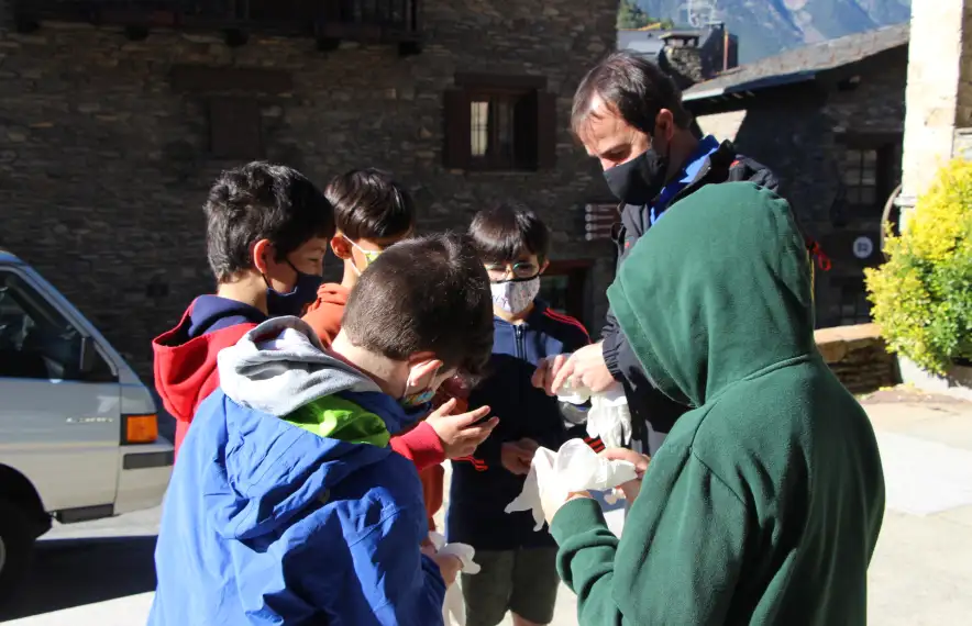 Un moment de la recollida de burilles, aquest matí.