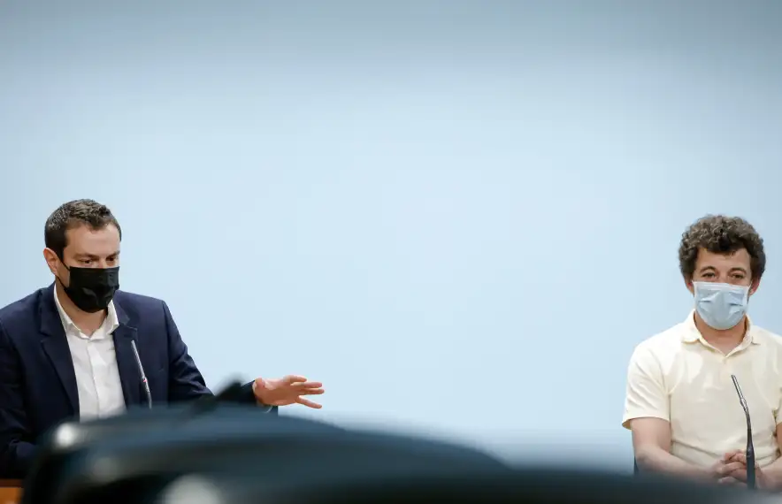 Marc Galabert i Marc Font en la roda de premsa d'aquest matí.