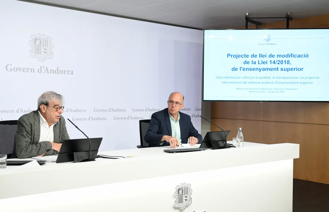 Ladislau Baró i Xavier Campuzano han presentat aquest matí la modificació de la Llei de l'ensenyament superior.
