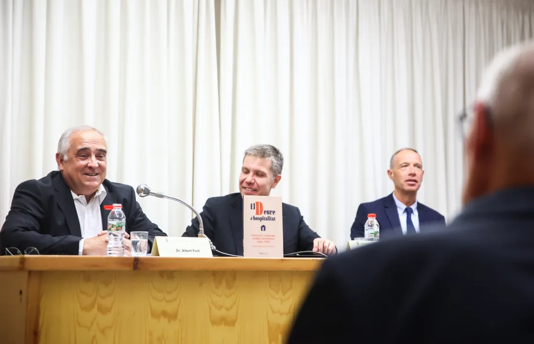 Albert Font, Josep-Lluís Serrano i Francesc Torralba durant l’acte d’ahir.