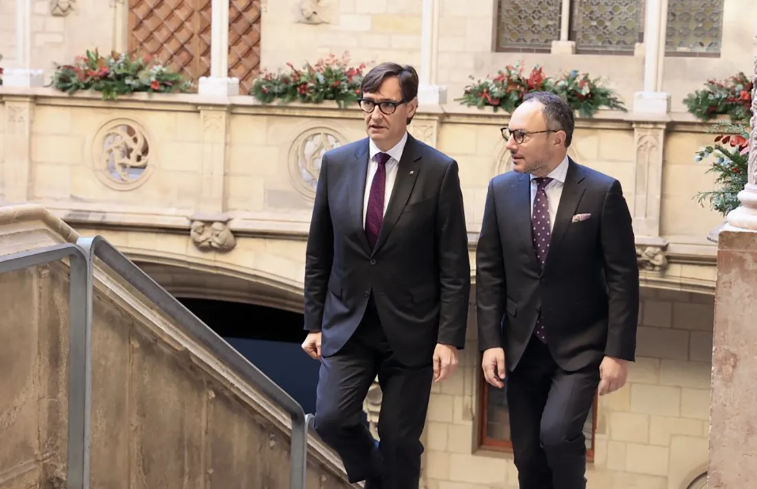 Salvador Illa i Xavier Espot al Palau de la Generalitat.