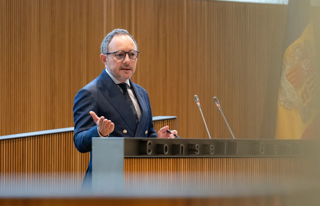 El cap de Govern, Xavier Espot, durant el torn de rèplica ahir al Consell General.