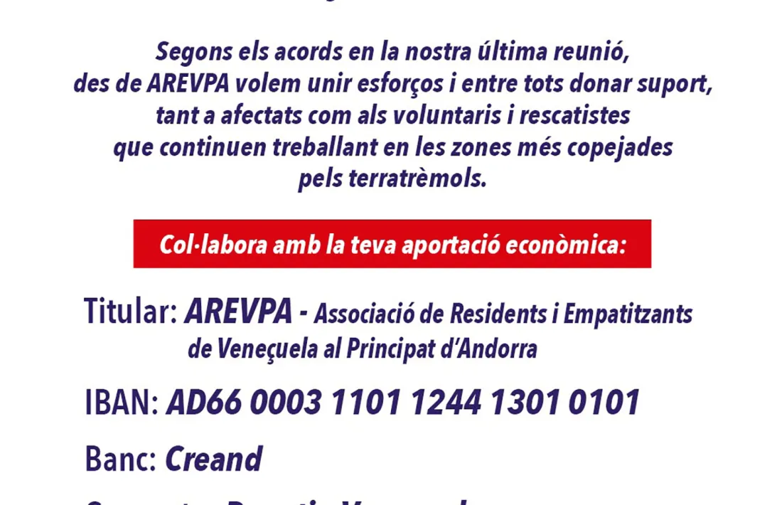 Número de compte per enviar diners al país.