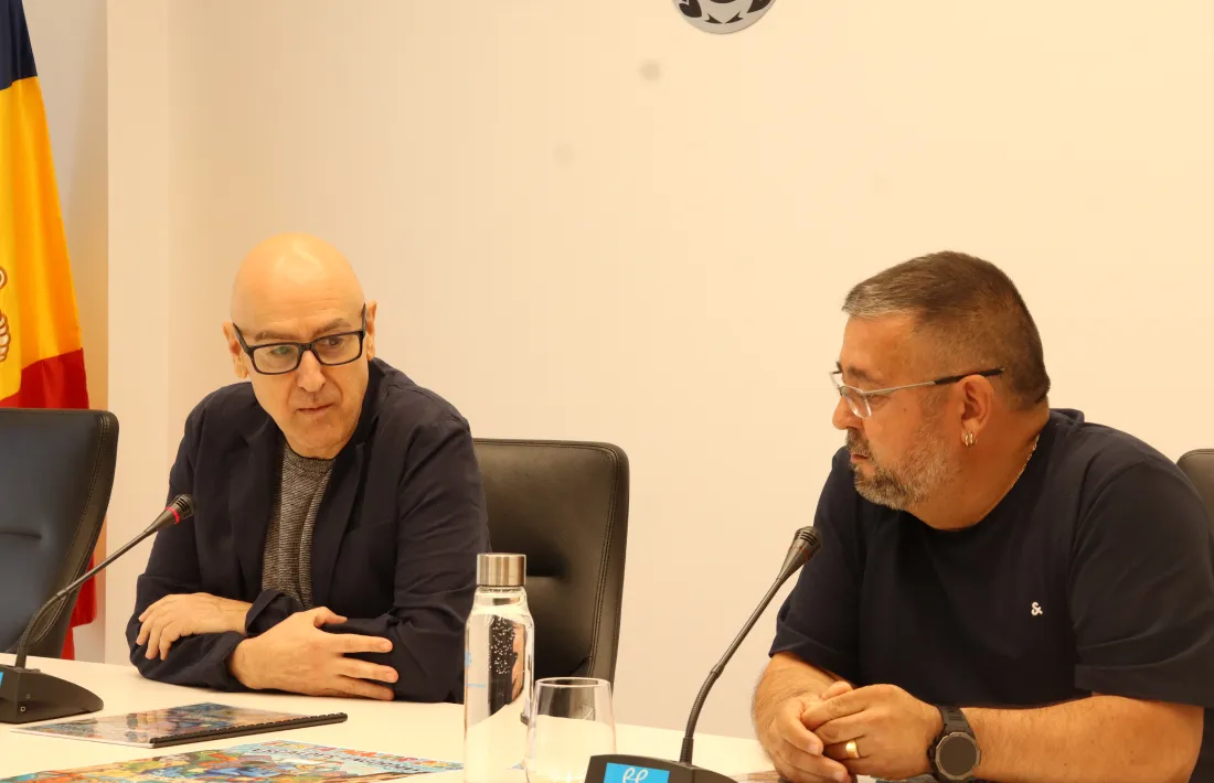 Quim Dolsa i Jaume Ambor durant la roda de premsa d’aquest matí.