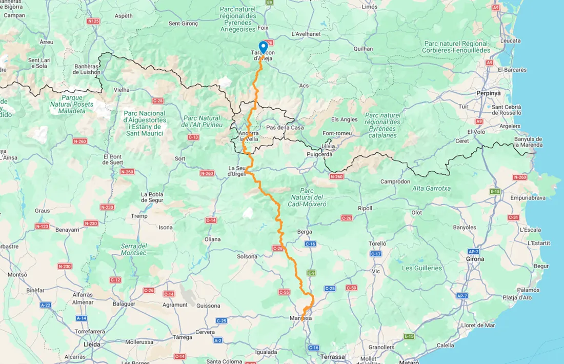 La ruta entre Tarascó i Manresa pel port del Siguer, la més transitada.
