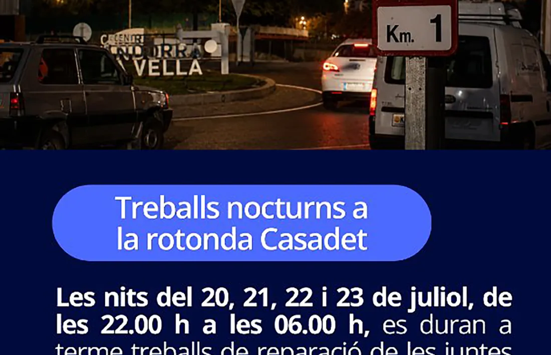 L'anunci publicat a xarxes sobre les obres a la rotonda Casadet.