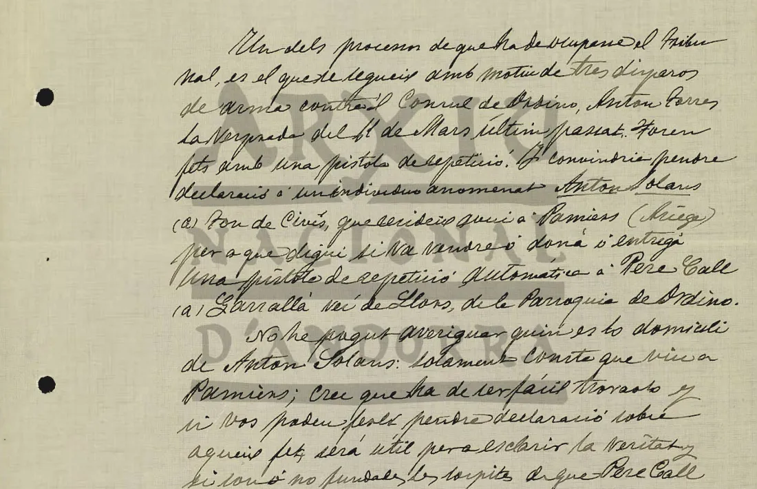 El document, datat el 25 de juny del 1915, no du firma.