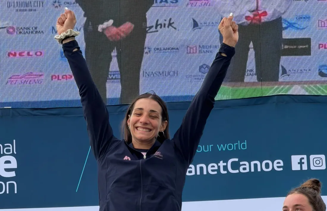 Mònica Doria, al podi del Campionat del Món d’Oklahoma.