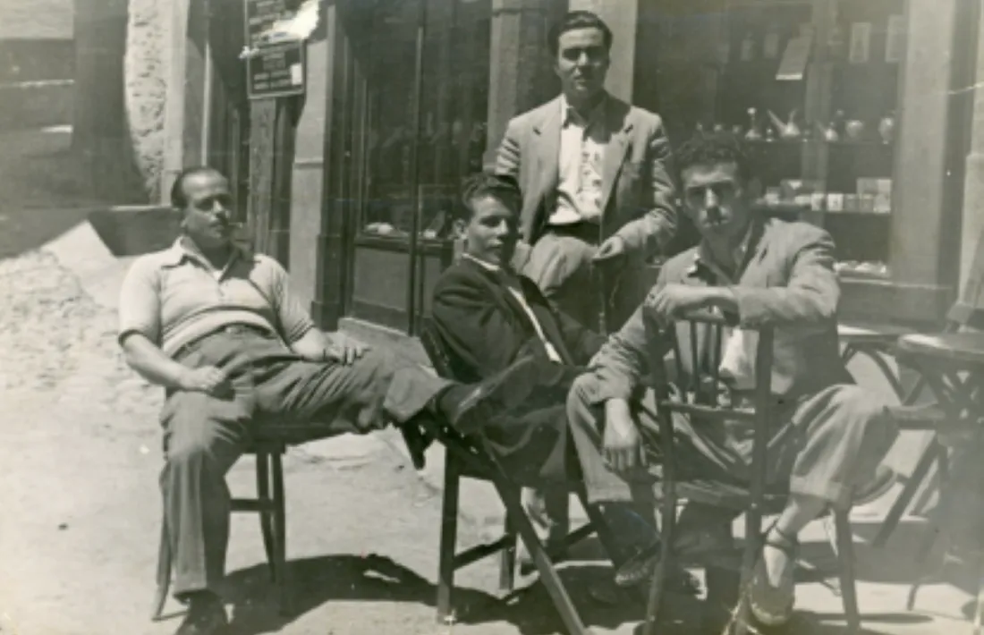 Enric Pedescoll (cama enlaire), Cinto Queró (al costat), Pepe Vidal (dret ) i Ventura Guitart.  