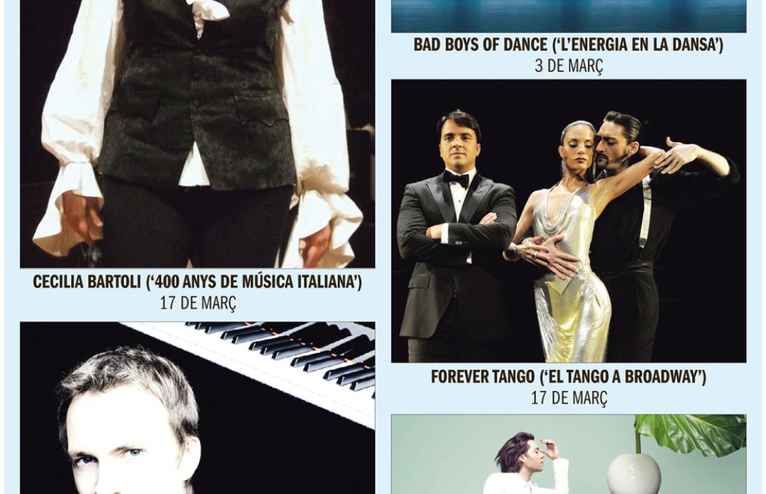 Andorra, Temporada de Música i Dansa, MoraBanc, Josep Maria Escribano, Cecilia Bartoli, Alexandre Tharaud, Bad Boys of Dance, Forever Tango, Rufus Wainwright