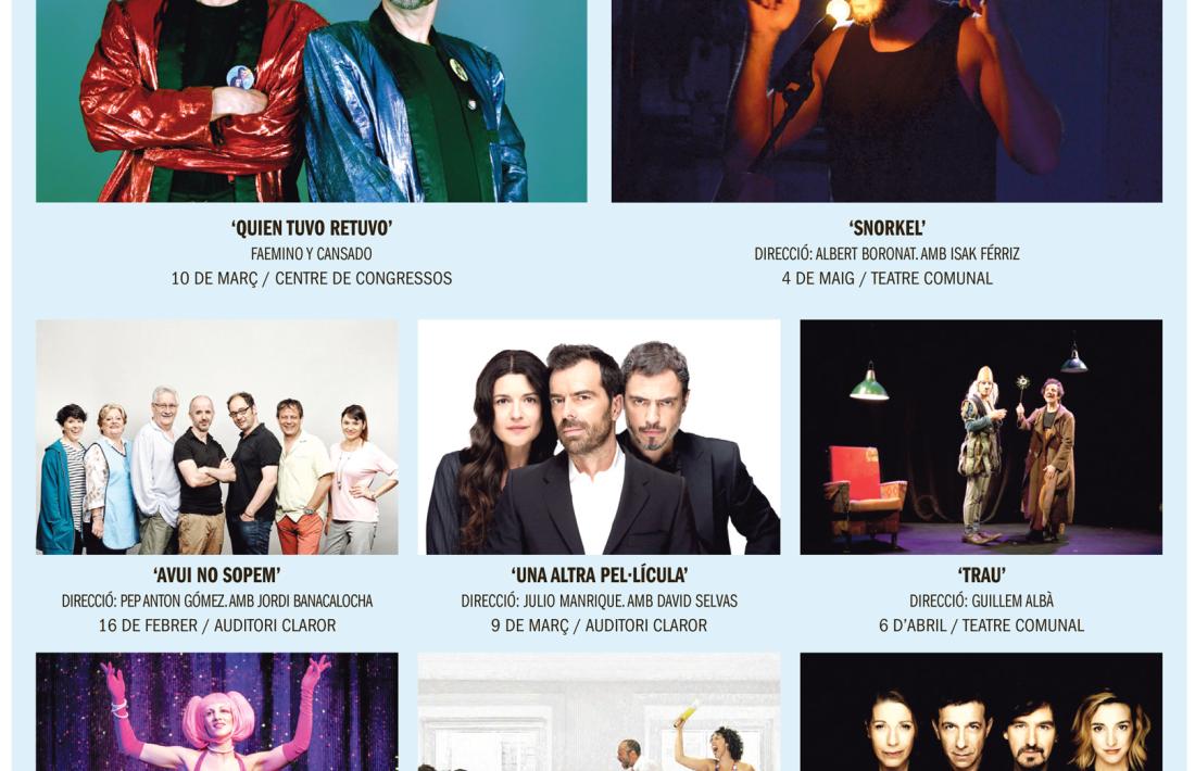 Andorra, sant Julià, temporada de teatre, temporada conjunta, teatre, programació, 25à aniversari, faemino, snorkel, Férriz, scape room, infàmia, Vilarasau, Sopar amb batalla, Lapsus, Joan Pera, Pep Anton Gómez, Julio Manrique, David Selvas