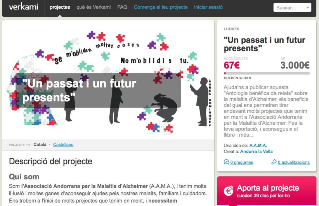 Comença el ‘crowdfunding’ pel llibre de l’Alzheimer 