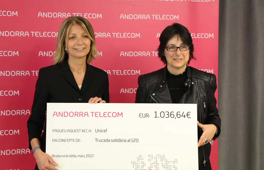 Unicef aconsegueix 1.036 euros gràcies a les trucades al 120 d'Andorra Telecom
