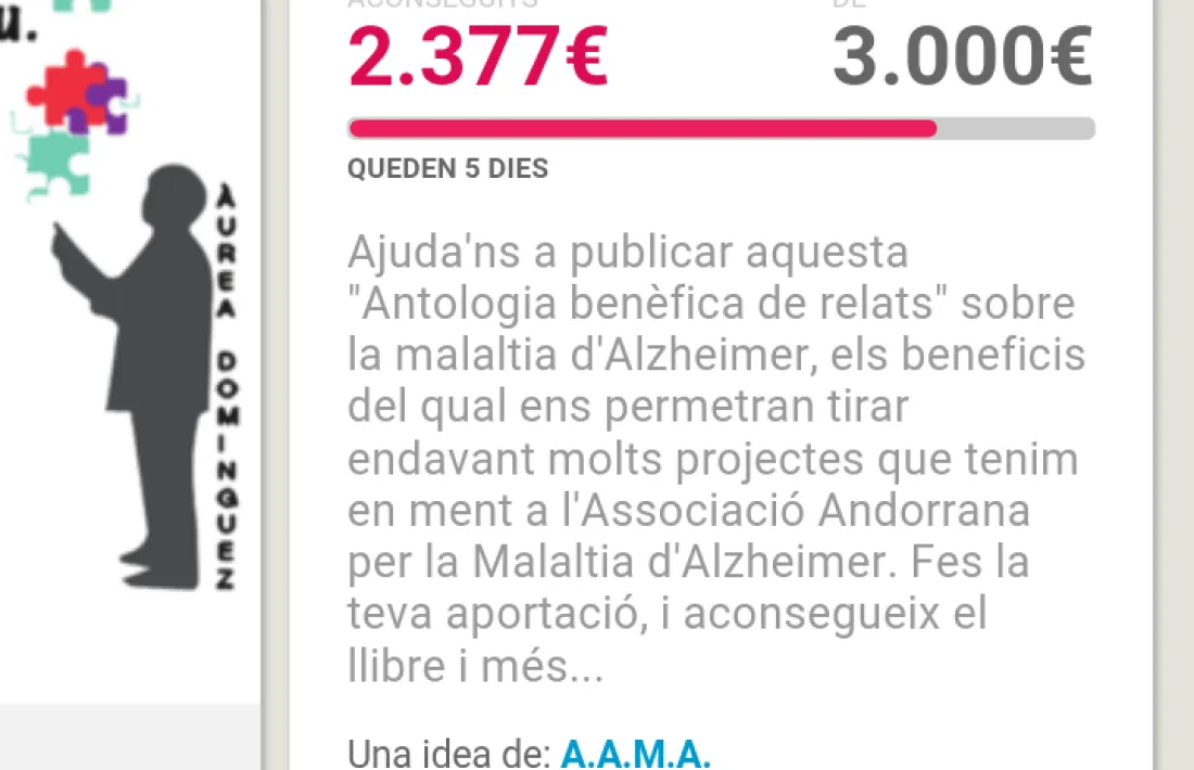 Última empenta per aconseguir finançar el llibre sobre l’Alzheimer 