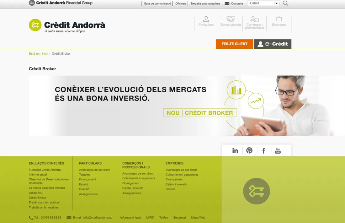 Crèdit Andorrà posa en marxa un servei perquè el client faci inversions