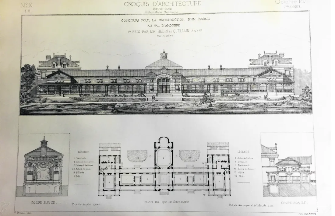 Andorra, casino, la Solana, concurs, 1873, Alcobé, Mercé, Hern, Quellain, Compagnie du Val d'Andorre