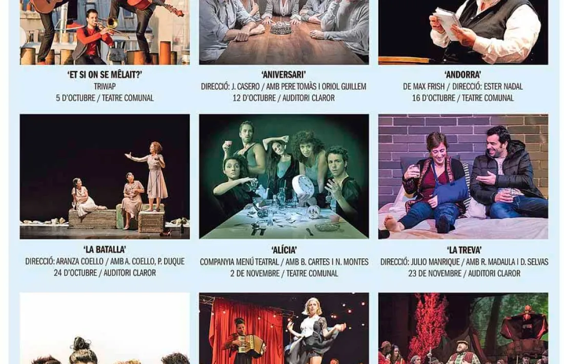 Andorra, Sant Julià, teatre, Temporada, temporada conjunta, Robles, Nadal, Cartes, Frisch, Cabareta, Pastorets, Aniversari, la batalla, alícia, Líquid Dansa