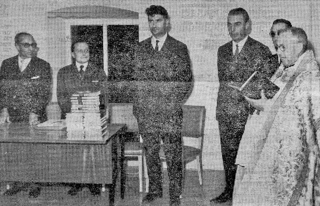 27 de novembre del 1967: inauguració d’Editorial Andorra, amb Bartomeu Rebés i Jaume Aymà, els dos impulsors de l’aventura.