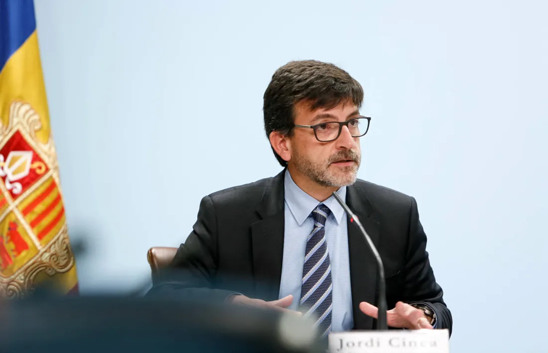 El ministre portaveu, Jordi Cinca, en la compareixença d’ahir a l’edifici administratiu.