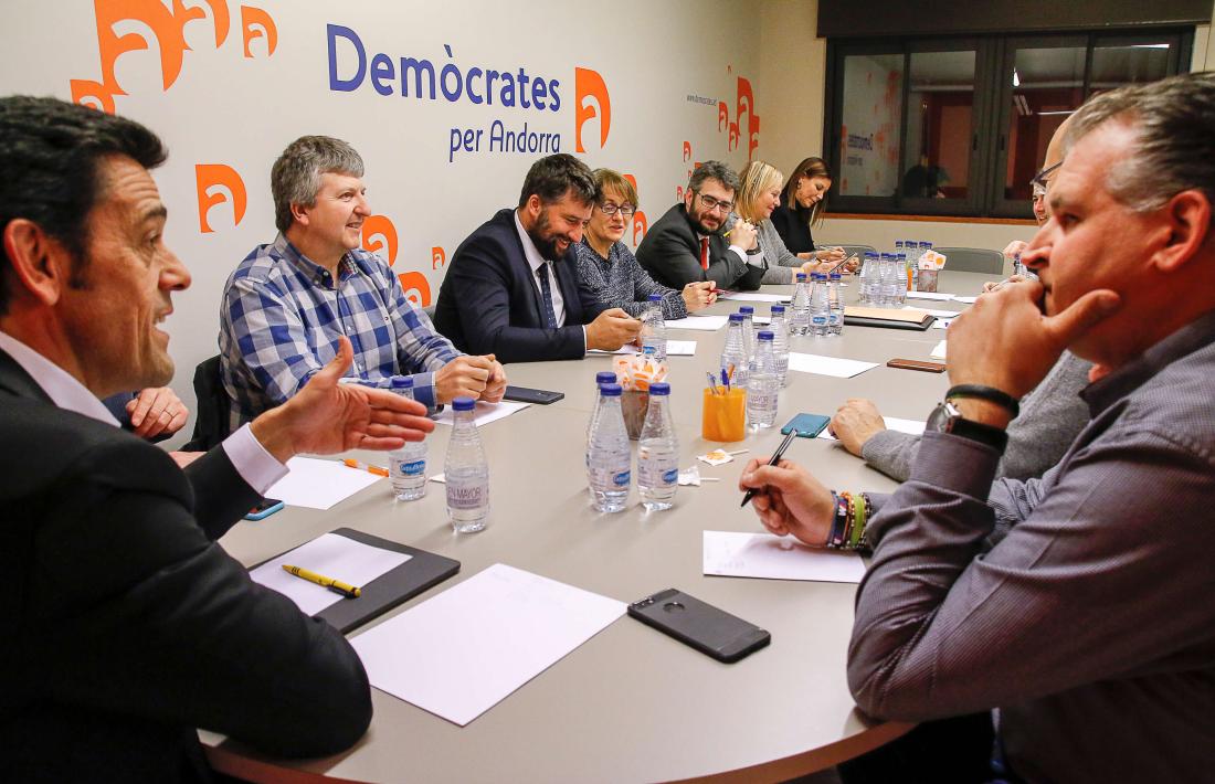 Un moment de la reunió de l’executiva de Demòcrates per Andorra d’ahir.