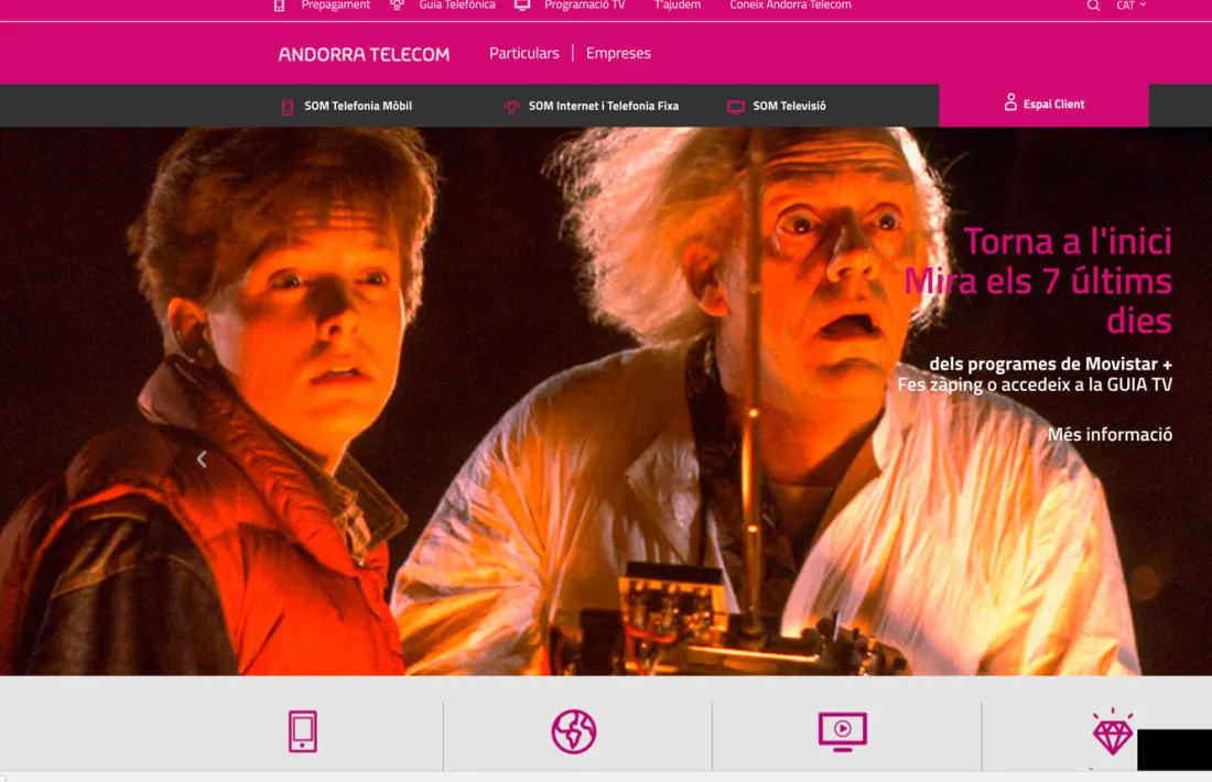 Captura de pantalla de la informació dels dos nous serveis d'Andorra Telecom.