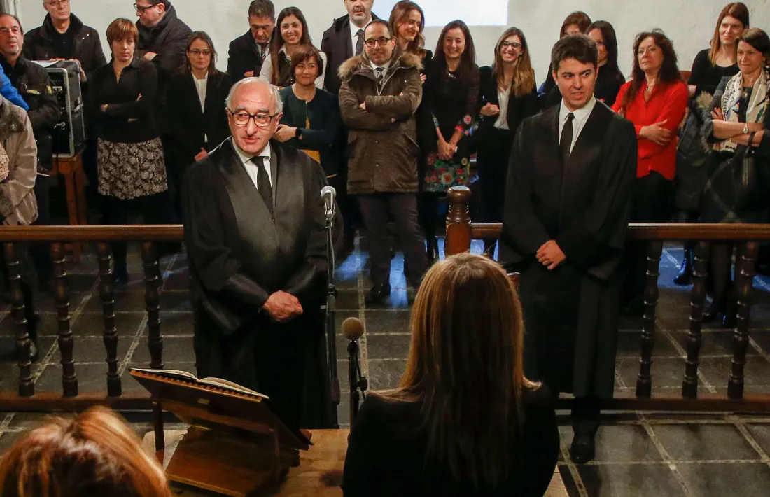 Acte de presa de possessió del nou magistrat substitut i del fiscal adjunt, ahir.