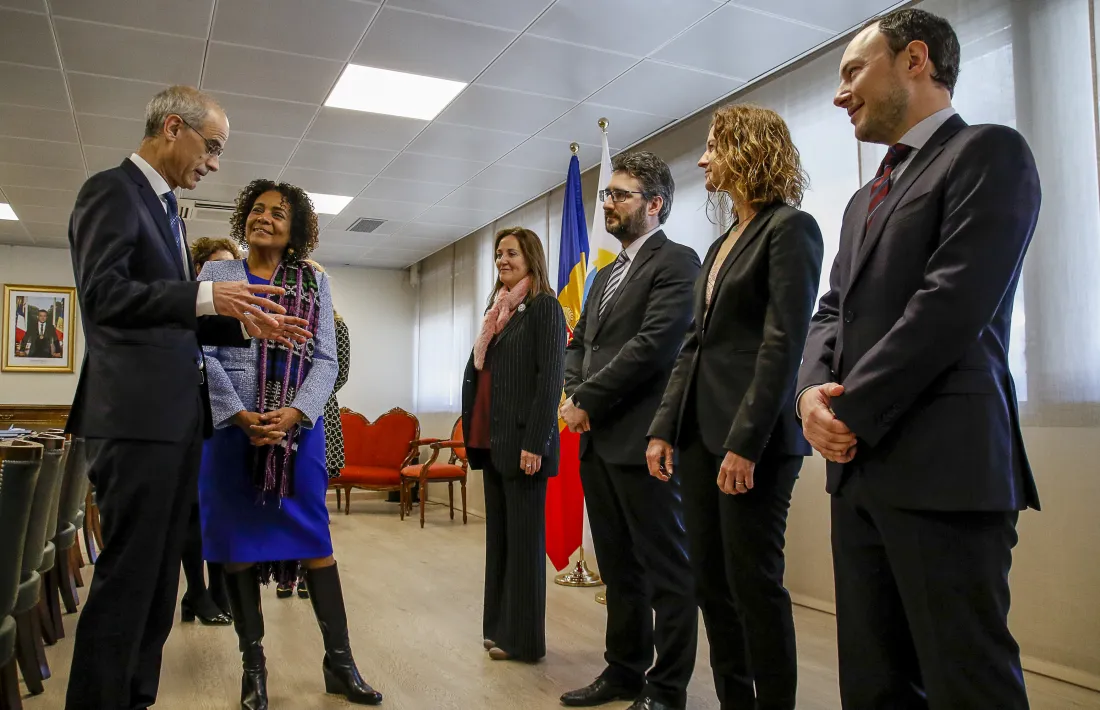 Un moment de la trobada entre la secretària general de la Francofonia, Michaëlle Jean, i membres del Govern.
