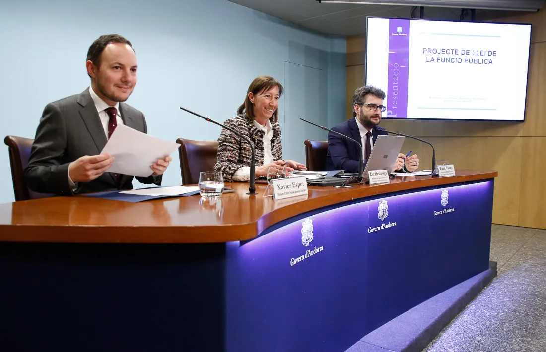 Els ministres Xavier Espot, Eva Descarrega i Èric Jover van lamentar que els sindicats no tinguessin en compte els esforços del Govern.