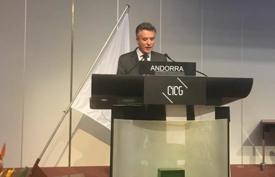 El síndic general, Vicenç Mateu, en un moment del seu discurs a l’Assemblea de la Unió Interparlamentària.