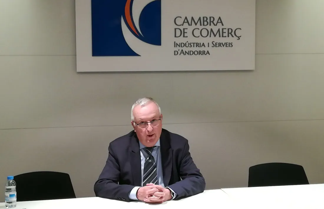 El nou president de la Cambra de Comerç, Miquel Armengol, després de ser elegit, ahir.