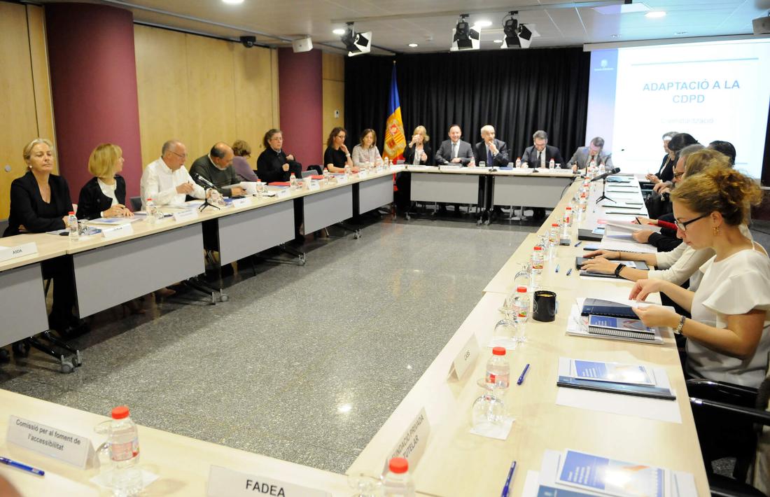 Presideix el Conadis el cap de Govern i en formen part associacions diverses, com la FAAD, la CASS i el SAAS, entre d’altres. 