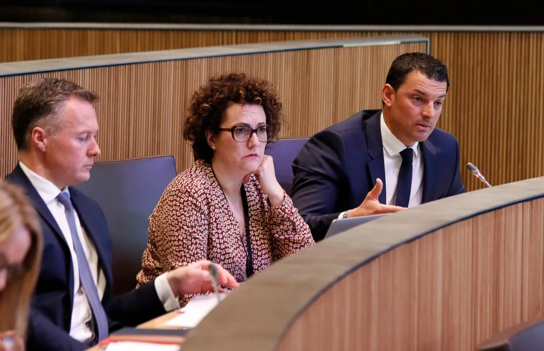 Els consellers generals liberals, Ferran Costa, Judith Pallarés i Jordi Gallardo, en una sessió del Consell General.